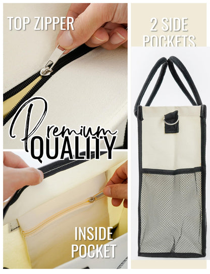 InnoBeta Gamer Gifts for Women & Gamer Girls, Canvas Tote Bag on Christmas or Birthday, Tote with Top Zipper Closure and Shoulder Strap