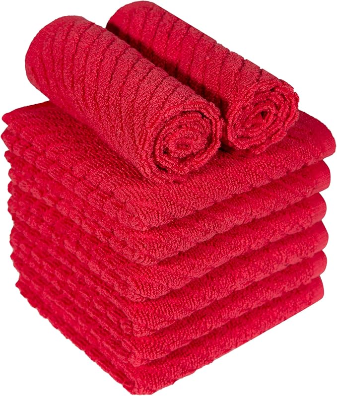 Bumble Towels Premium Kitchen Dish Cloths | 8 Pack | Diagonal Deluxe Dish Cloth