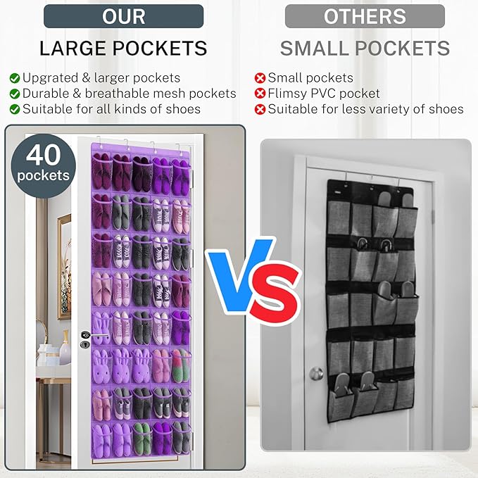 40-Pocket Over the Door Shoe Organizer