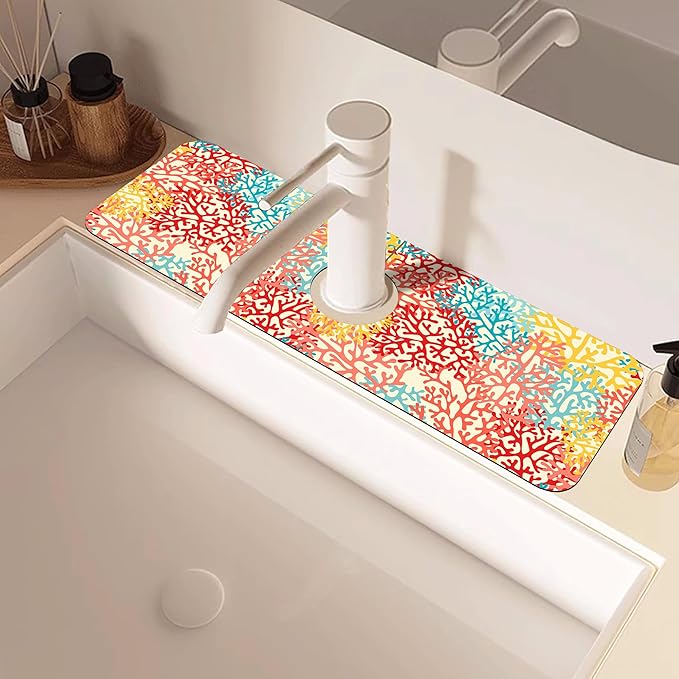 Colorful Sea Corals Dish Drying Mat