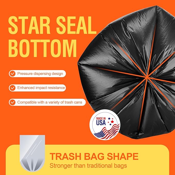 Delxo 30-33 Gallon Trash Bags, Durable Plastic Bolsas para basura, Perforated