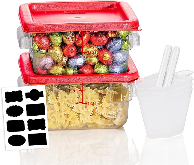 2QT NSF Food Storage Containers: 2 PCS Commercial Clear Square Food Storage