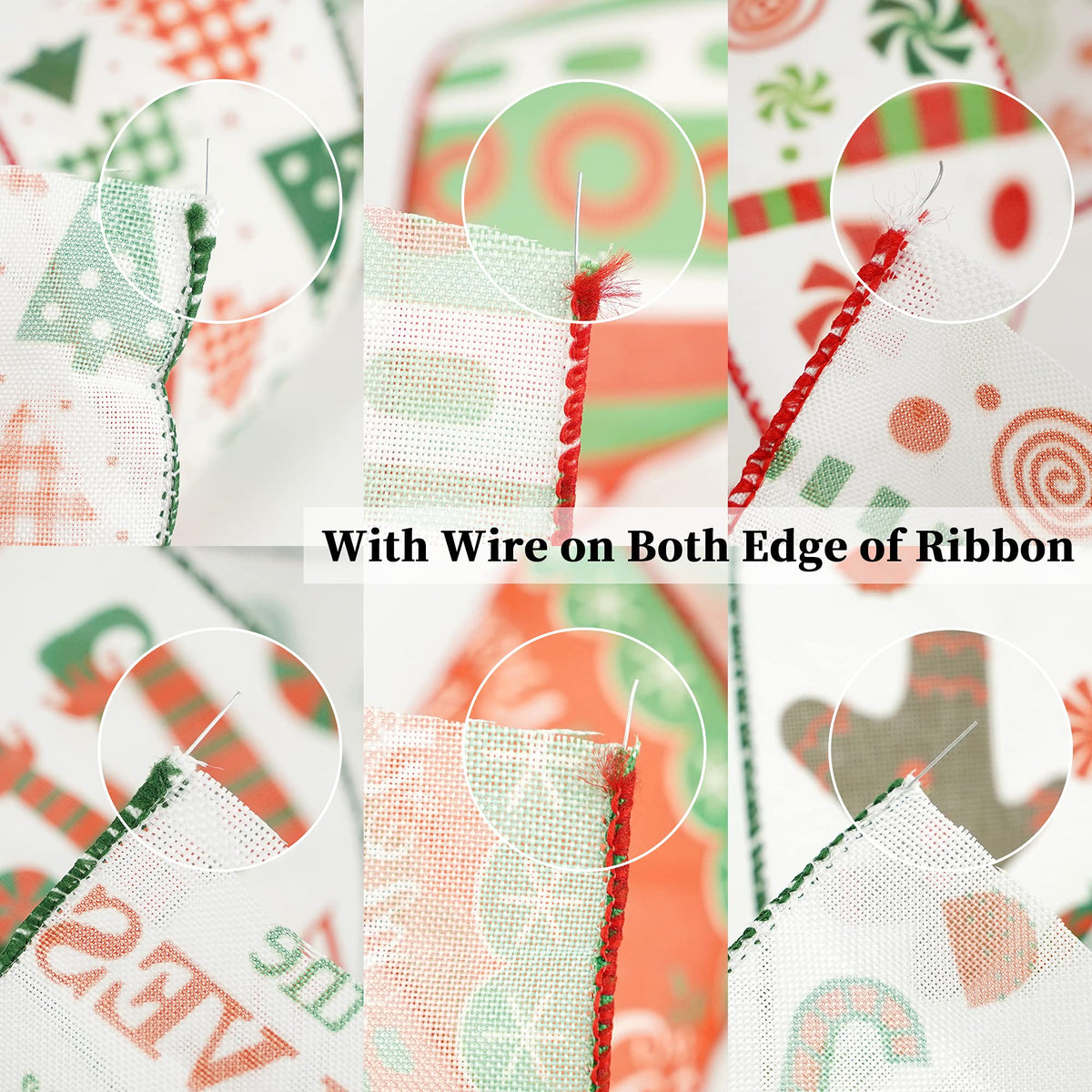 MEEDEE Christmas Ribbon Set - Wired Burlap Ribbon, 2.5 Inch, 6 Rolls, 36 Yards, Red & Green for Trees, Wreaths & Decorations