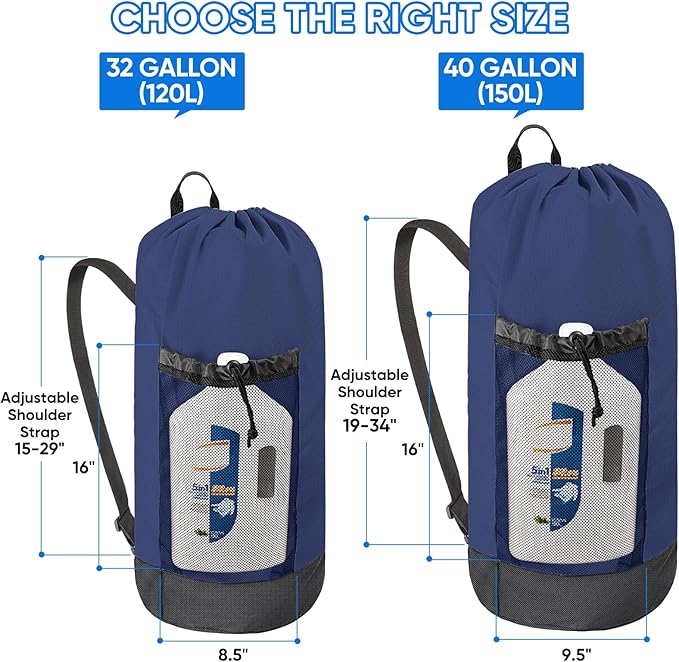BALEINE 120L Laundry Bag Backpack, 900D Oxford Fabric Large Travel Laundry Bags