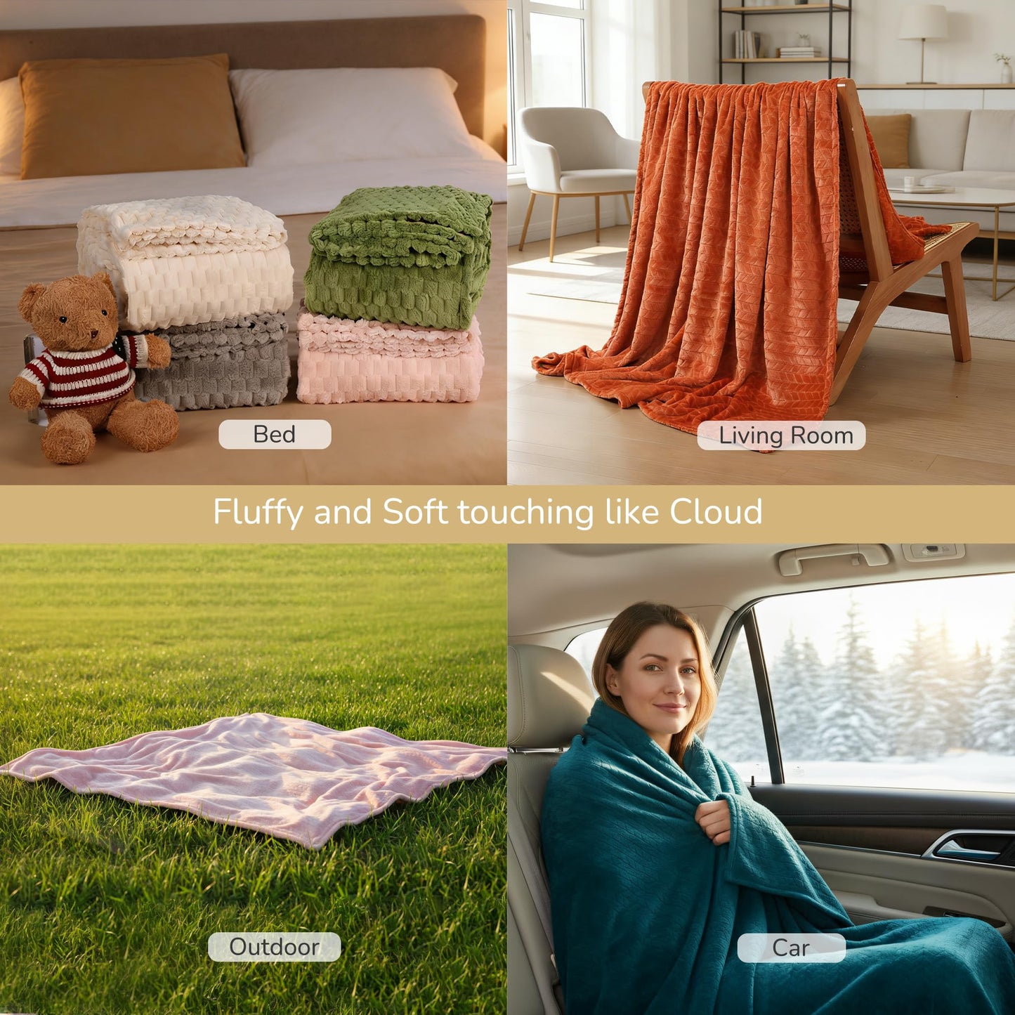 RALYSUN Flannel Throw Blanket 60x80 inches, Cozy for Couch & Bed, Outdoor Camping Travel Blanket Pet Friendly, Room Decor for Spring Summer, Mothers Gifts, Lake Blue