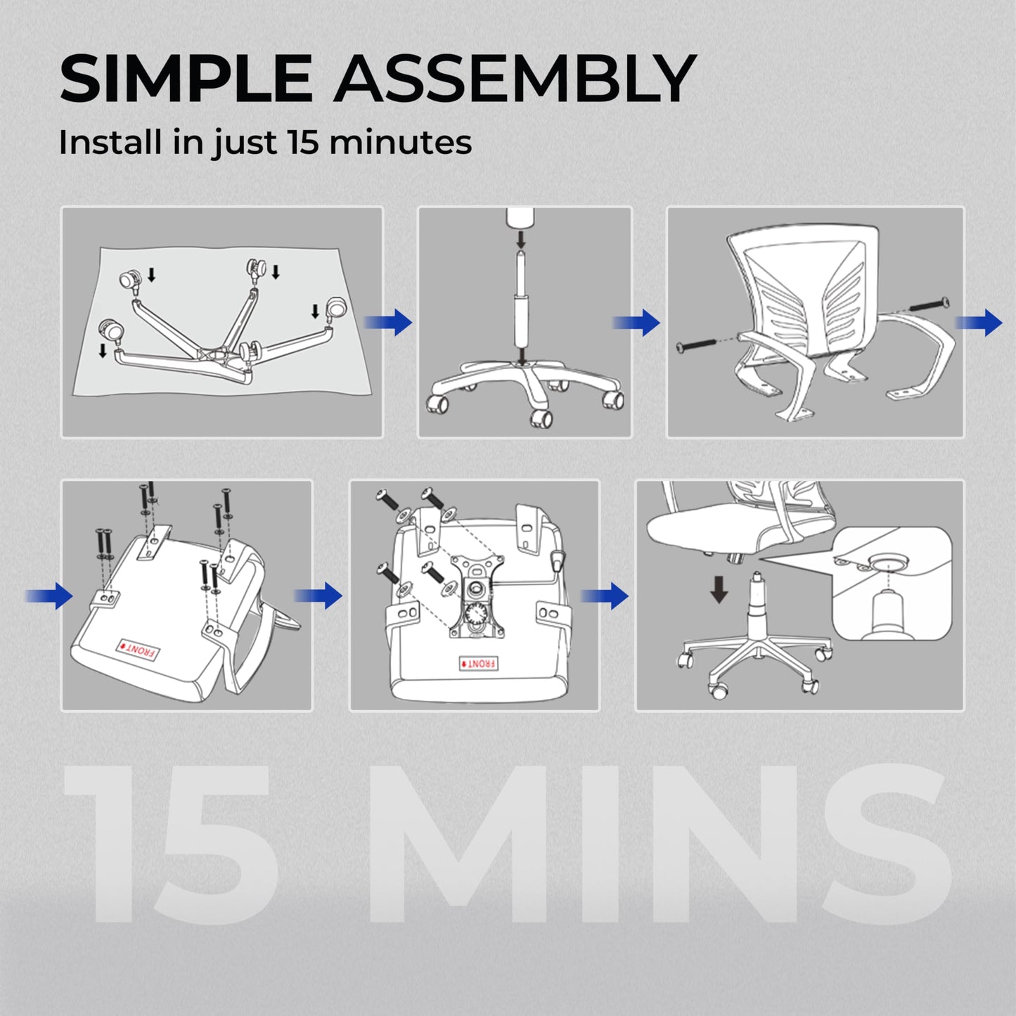 Yaheetech Office Chair Mesh Desk Chair Computer Chair Gaming Chair Adjustable Comfy Chair Swivel Ergonomic Chair for Home Office/Work/Study, Light Gray