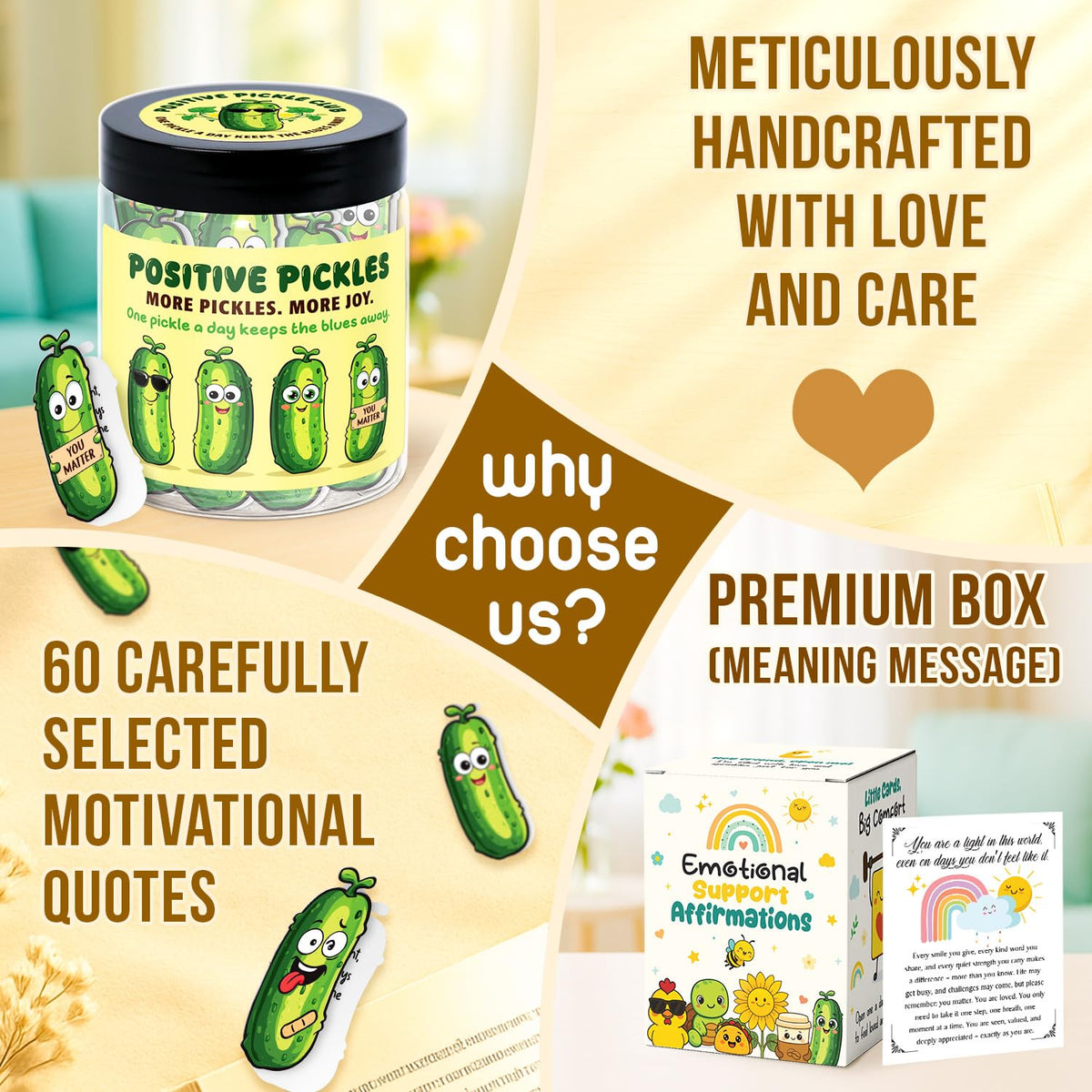 60 Positive Pickle Affirmation Cards Jar - Funny Galentines Day Gifts For Teen Girls Trendy Stuff, Valentine Pickle Gifts For Women, Cute Birthday Gift For Friends, Daughter, Sister, Adult