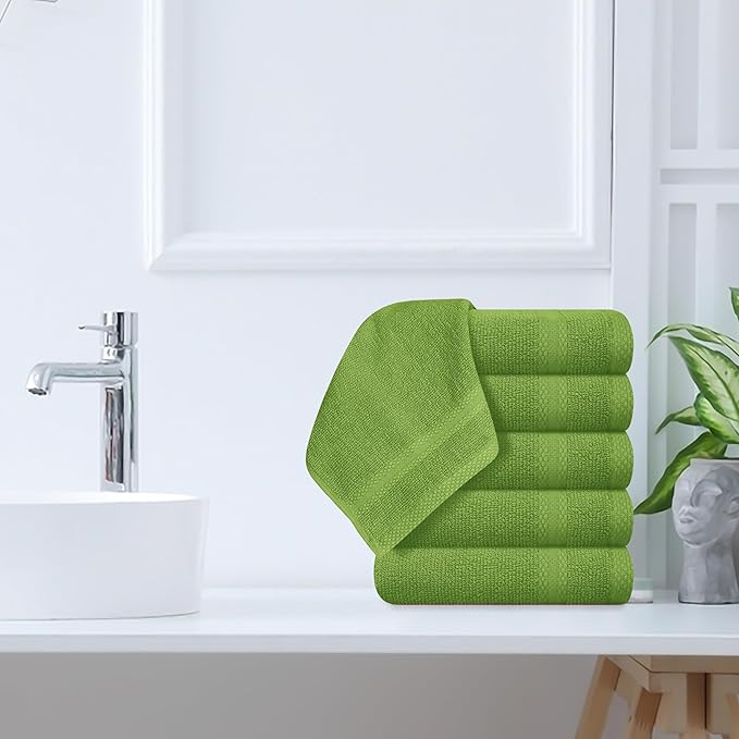GLAMBURG Ultra Soft 12-Piece Washcloths Set 13x13-100% Ringspun Cotton