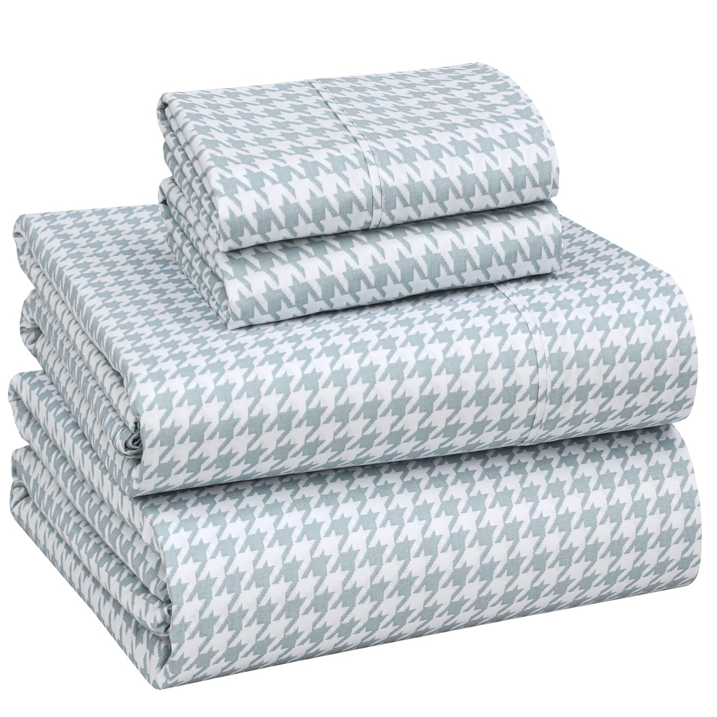 RUVANTI 100% Cotton Percale Sheets Full Size, Houndstooth