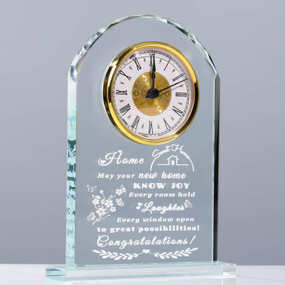 Qianwei House Warming Gifts New Home - Crystal Clock Gifts for Home Decor - Best Unique Housewarming Decor Ideas for New House Homeowner Men Friend Family