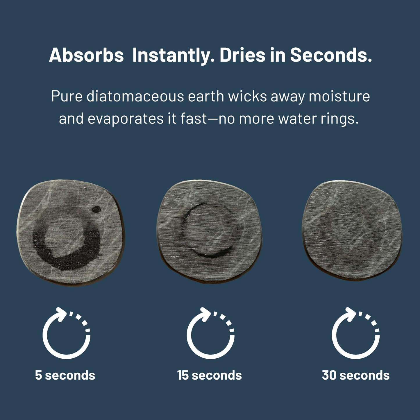 Siren Stone Diatomaceous Earth Coasters Set of 4 | Absorbent Stone Coasters for Drinks | Quick Dry, Water Absorbing | Non-Toxic, BPA-Free | Female Founded USA Brand