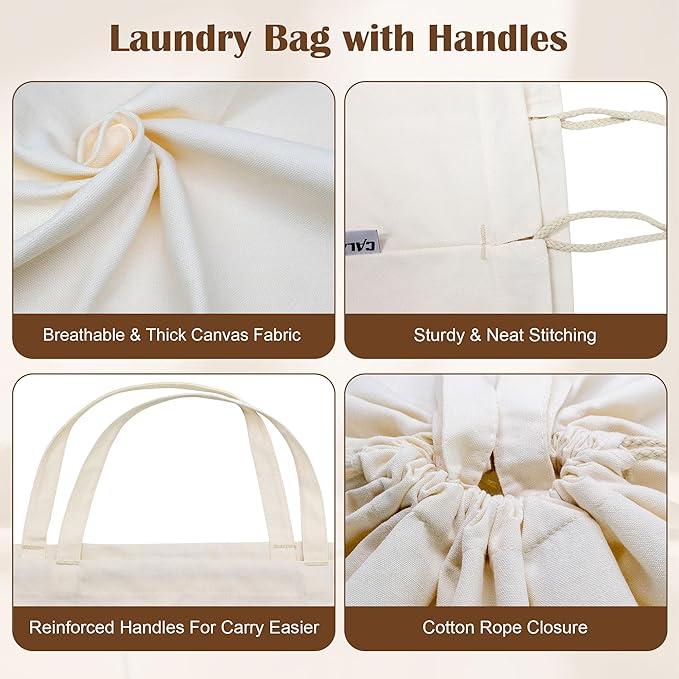 Canvas Laundry Bag 40"W x 35"H, Thick Laundry Bag