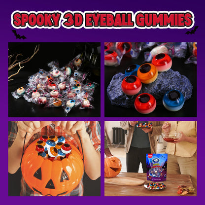Amos Eyeball Gummy Candy – Halloween Gummy Eye Candy Treats for Kids & Parties, 3D Gummy Eyeballs, Individually Wrapped, 40 Count, 9oz Bag