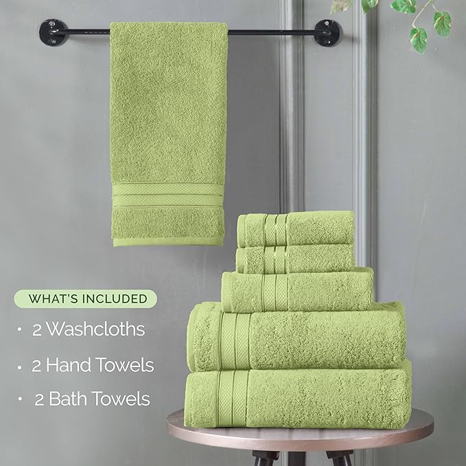 Elegant Comfort Luxury 6-Piece Towel Set, Premium Soft 100% Turkish Cotton