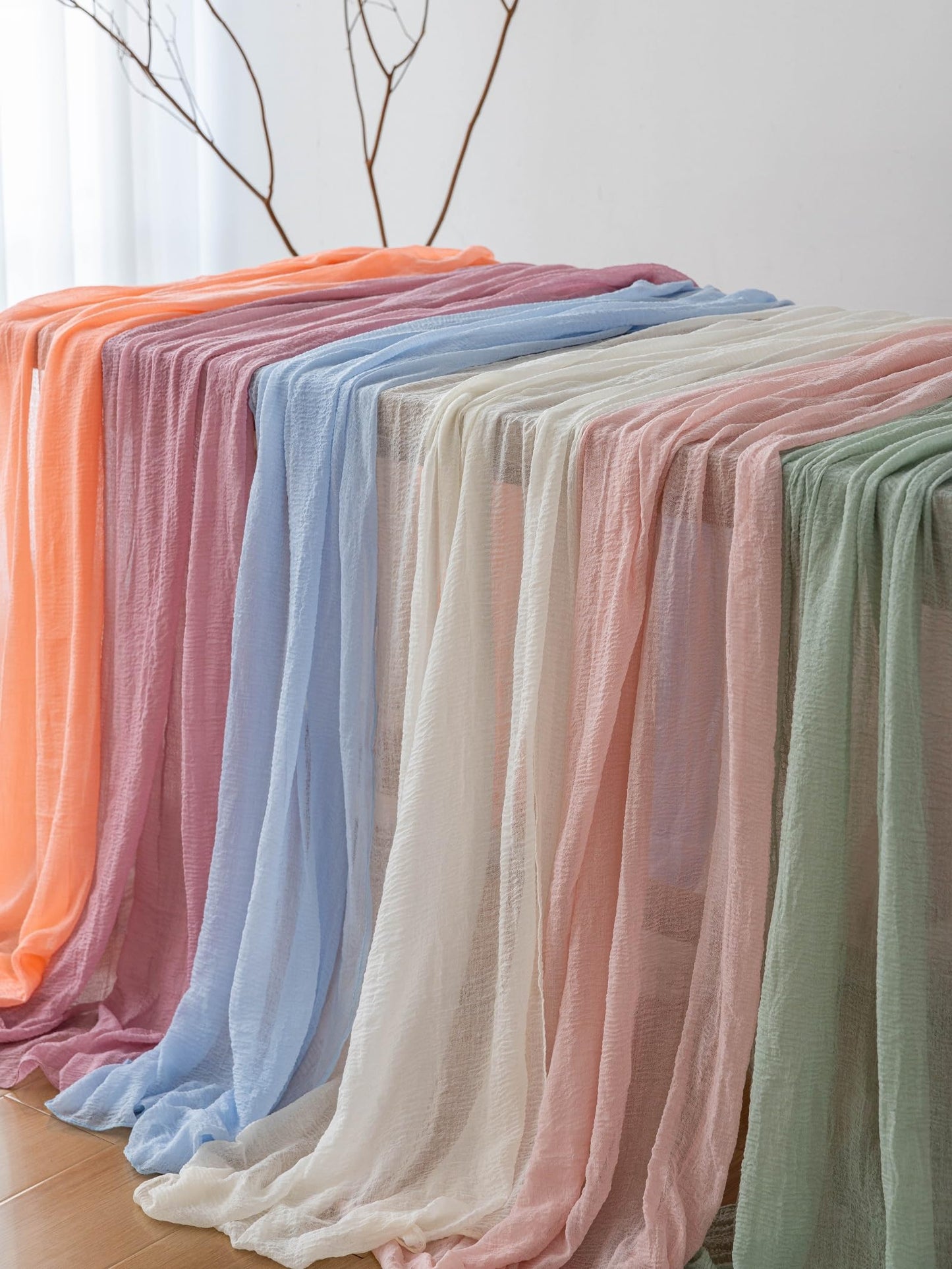 Keketoarrange Sage Green Table Runner Cheesecloth 120 Inch 10 FT Rustic Boho Cheese Cloth Table Runner for Wedding Baby Shower Bridal Shower Sheer Gauze Centerpiece Spring Summer Home Decorations