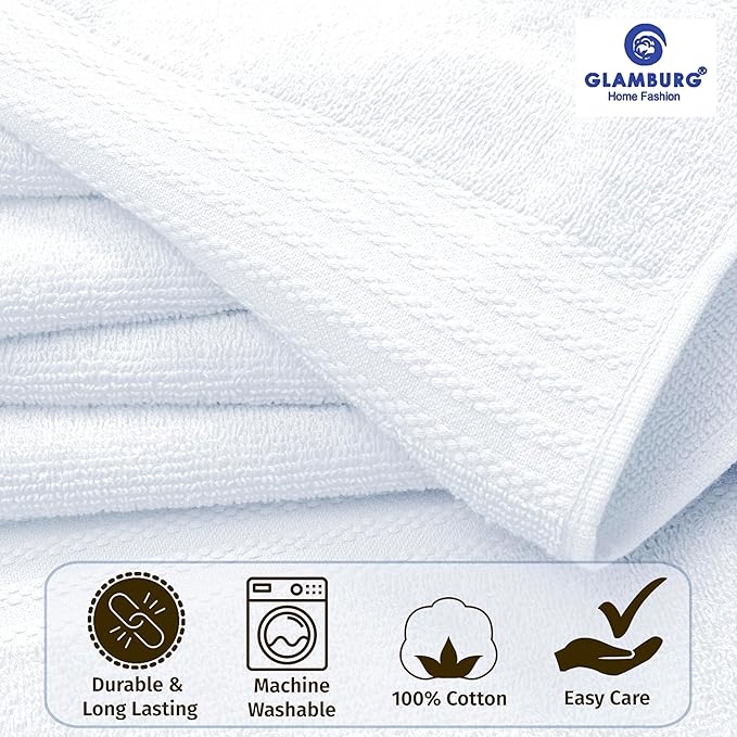 GLAMBURG Premium Cotton Oversized 2 Pack Bath Sheet 35x70-100% Pure Cotton