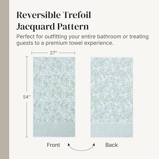 Modern Threads Trefoil Filigree 6-Piece 100% Cotton Towel Set – Reversible Yarn
