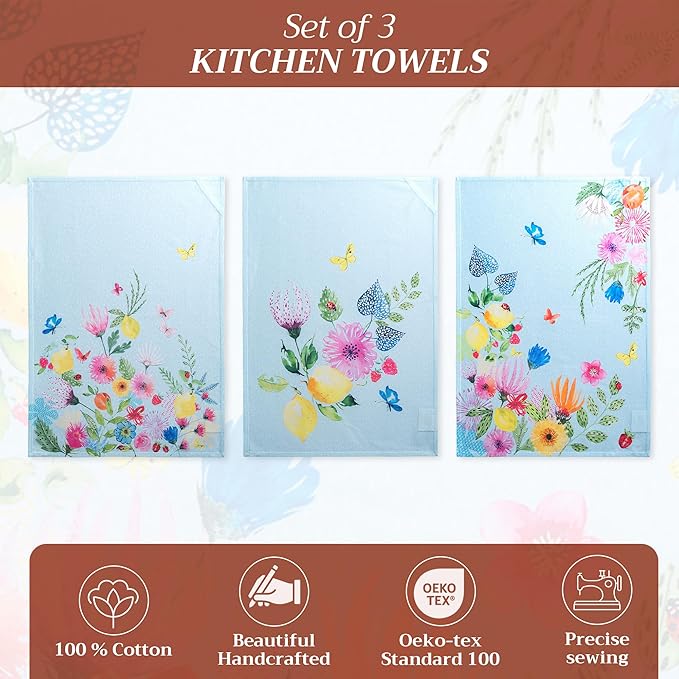 Maison d' Hermine Kitchen Towels Set of 3 100% Cotton 27.50" x 20" Reusable