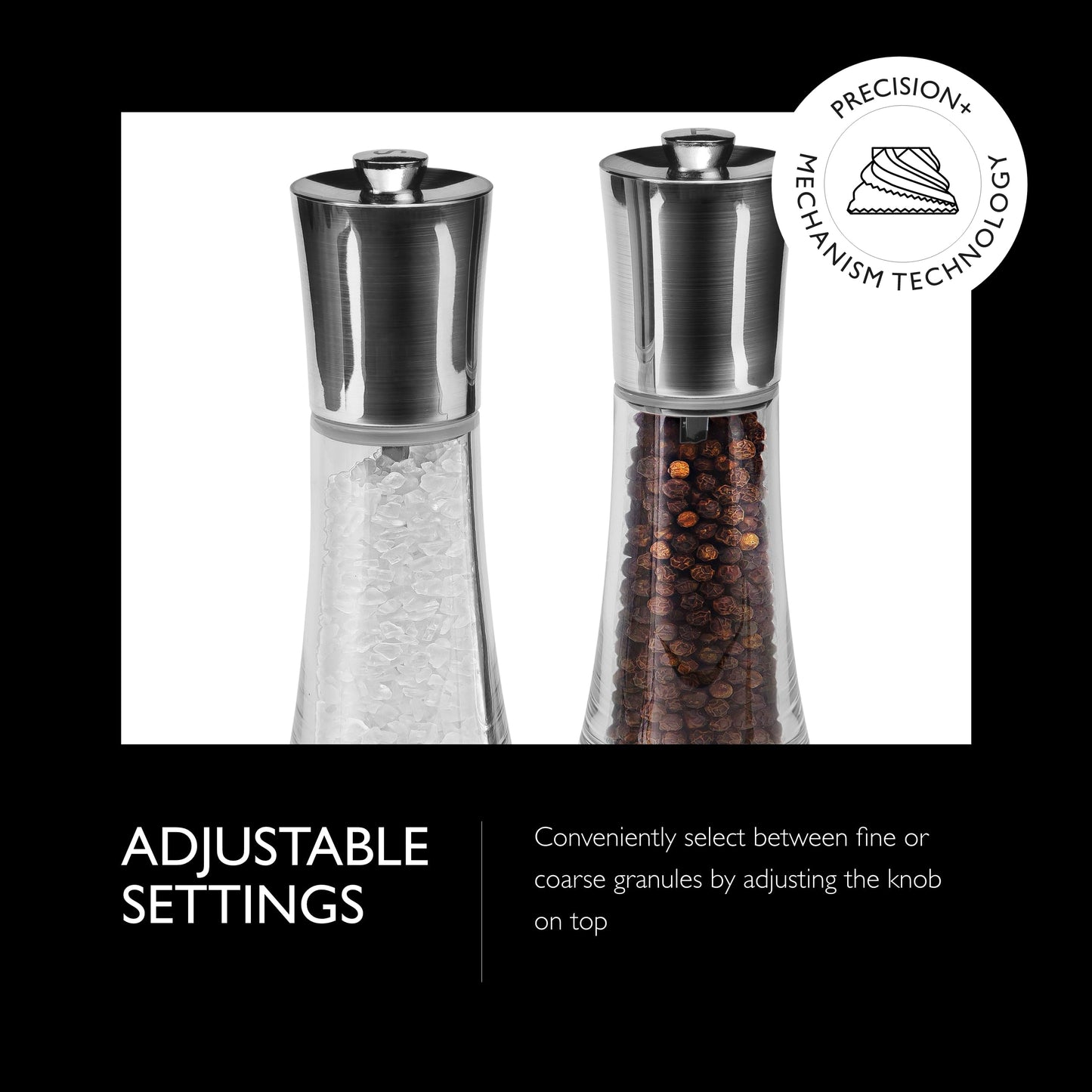 Cole & Mason Everyday Style Salt & Pepper Mill Gift Set - Salt & Pepper Shakers - Everyday Kitchen Tool & Home Essentials - Acrylic & Stainless Steel Shaker Set