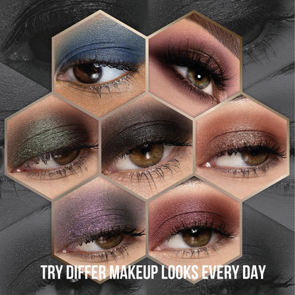 Tintark Black Smokey Eyeshadow Makeup Palette, Dark Smoky Eye Shadow Palettes for Halloween Goth Make up Glitter Shimmer Matte Pallets, Midnight Masquerade 21 Colors Brown Neutral Naked, Talc Free