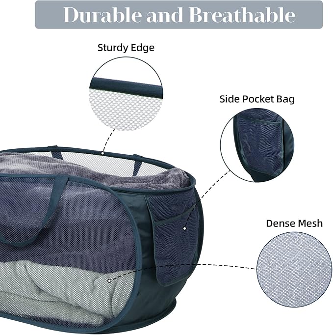 2 Pcs Durable Collapsible Laundry Baskets