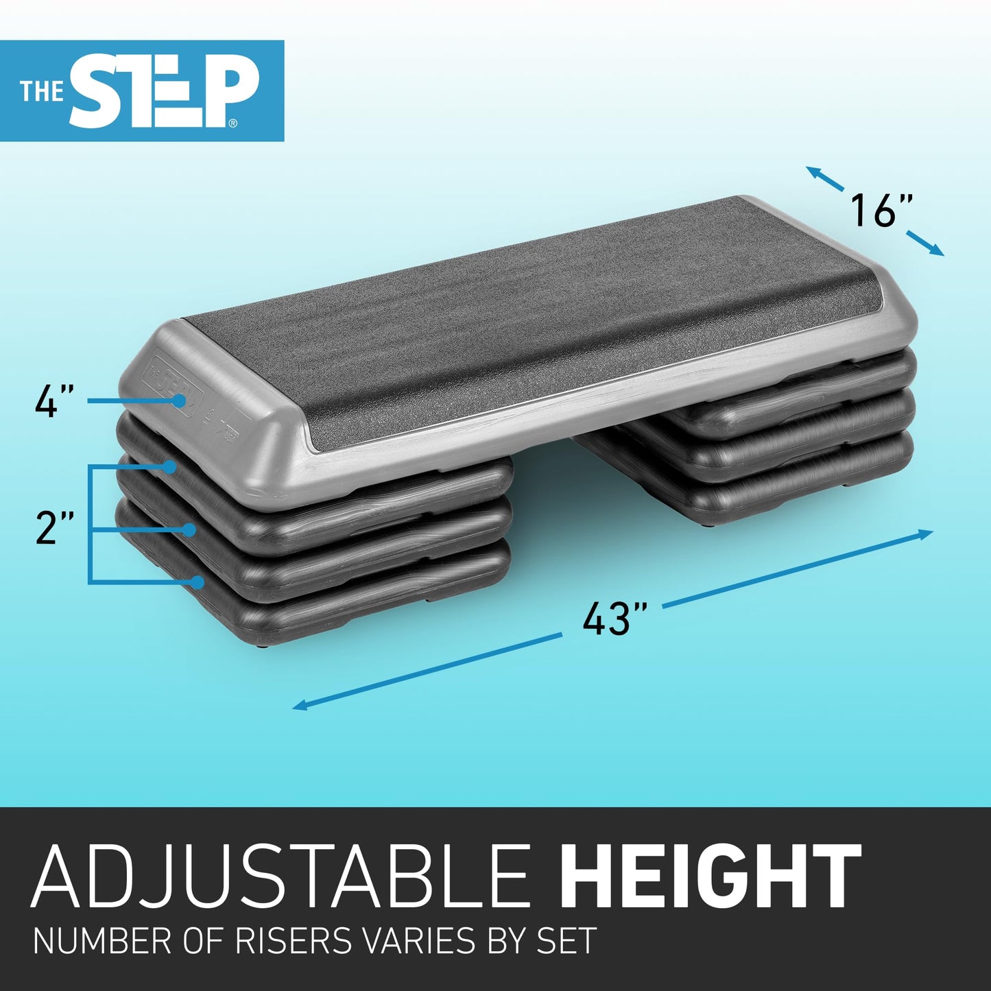 The Step Freestyle Grey Aerobic Platform, Health Club Size Steppers for Exercise