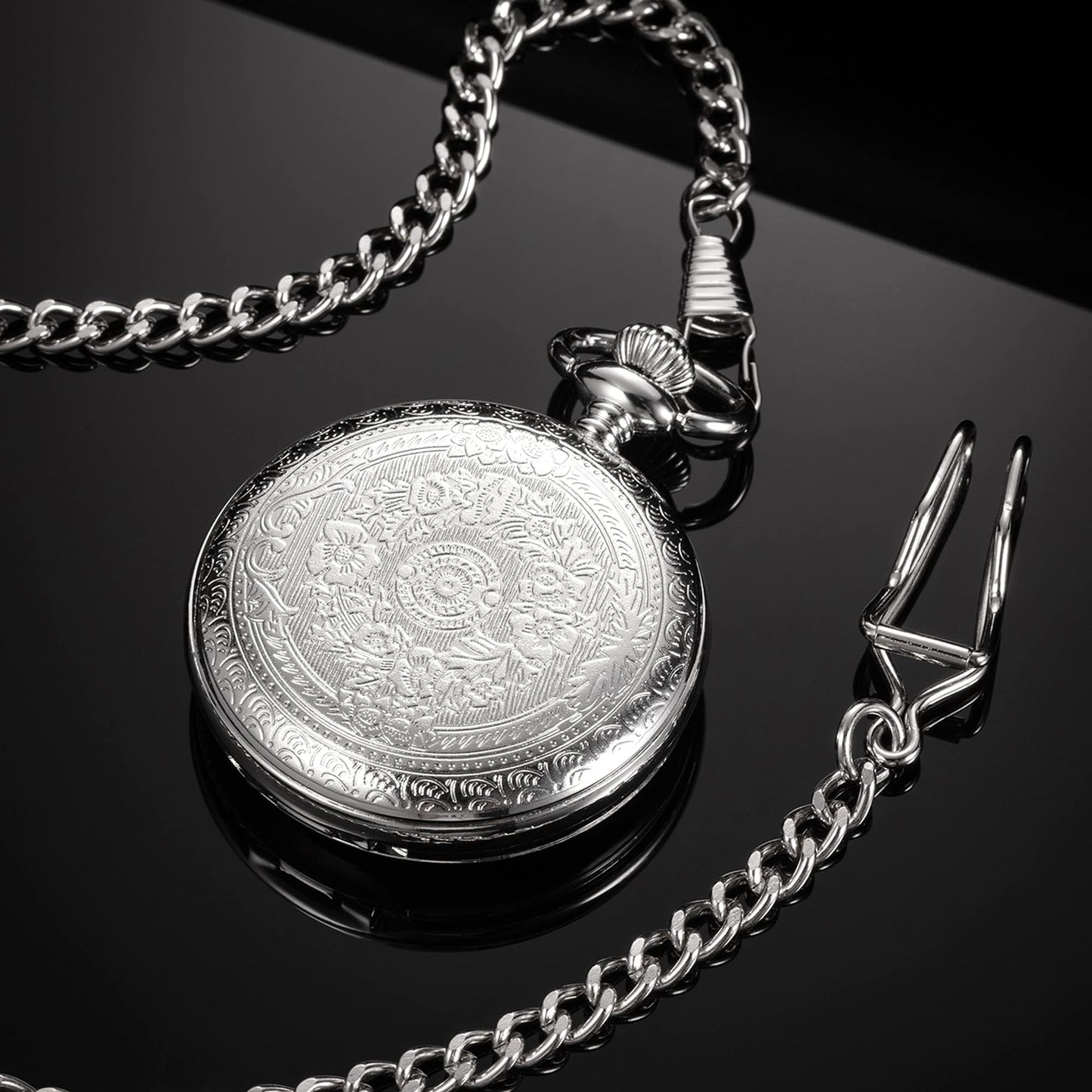 Dad Gift from Daughter to Father Engraved Pocket Watch - No Matter How Much Time Passes, I Will Always Be Your Little Girl (Silver)