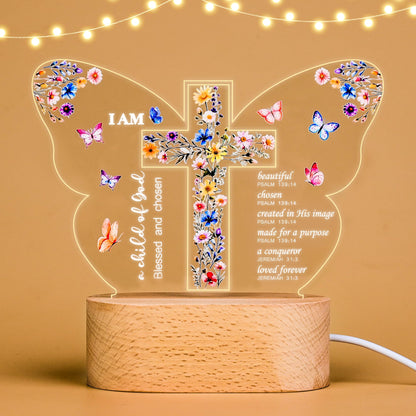 Baptism Gift for Girls Boys,Baby Shower Gifts,Butterfly Cross Night Light Gift for Baptism, Goddaughter, Godson, First Communion, Confirmation, Easter, Christmas | Christian Nursery Decor Gift
