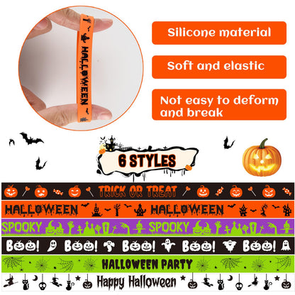 NEBURORA 24 Pcs Halloween Rubber Bracelets Silicone Wristbands Halloween Party Favors Trick or Treat Gifts Goodie Bag Stuffers