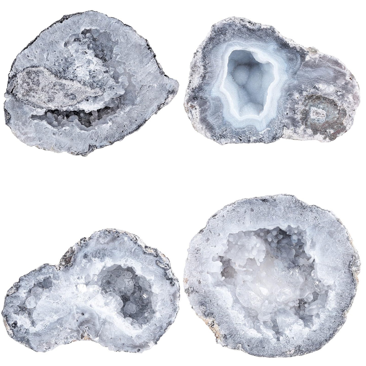TUMBEELLUWA Natural Agate Geode Quartz Crystal Cluster for Wicca Reiki Healing, Irregular Mineral Stone Specimen for Home Office Decor, 0.44-0.66 LB
