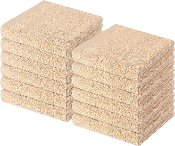 Homaxy 100% Cotton Terry Kitchen Dish Cloths, Ultra Soft and Absorbent Dish