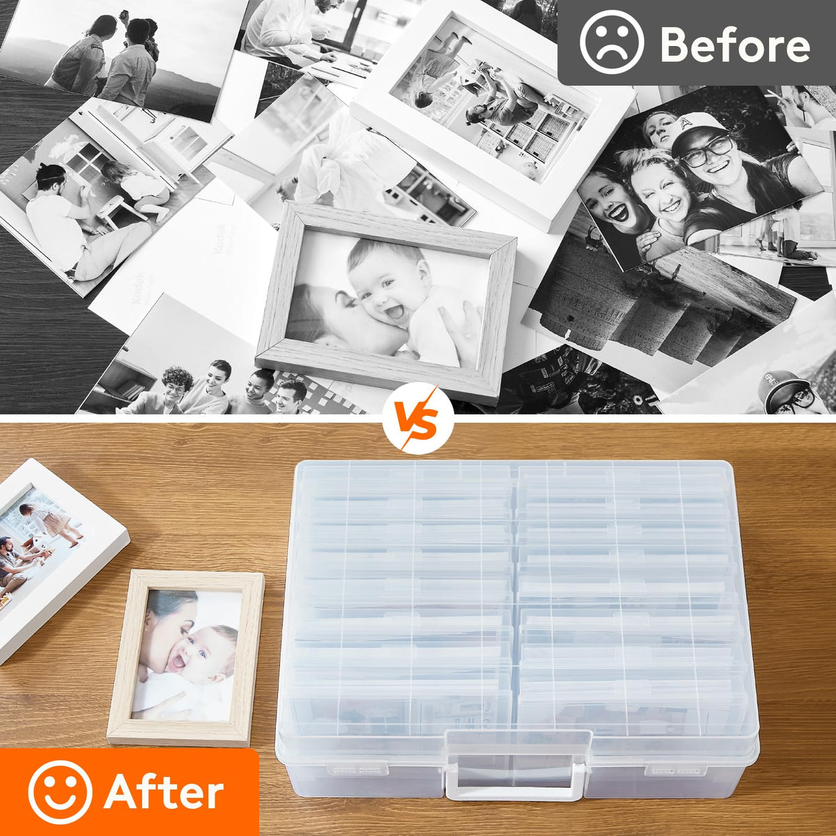 Lifewit 4x6 Photo Storage Box, 16 pcs Inner Photo Case with Lids, Clear Photo Organizers with 1 Sheet Label Sticker, Plastic Craft Storage Box for Seeds Sticker Cards Pictures Office Supplies