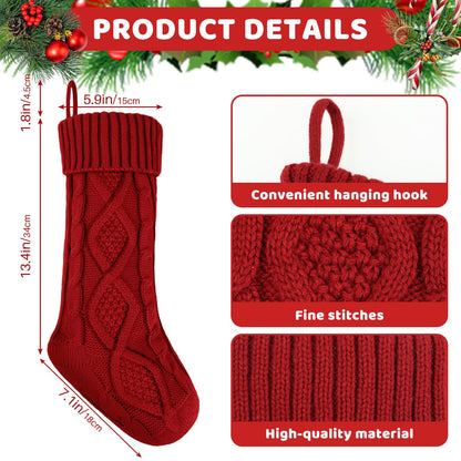 YOGINGO 2 Pack Christmas Stockings - Personalized Christmas Stockings, Large 18 Inches Christmas Stocking Hold All Surprises, Knitted Gift Stockings & Farmhouse Christmas Decor