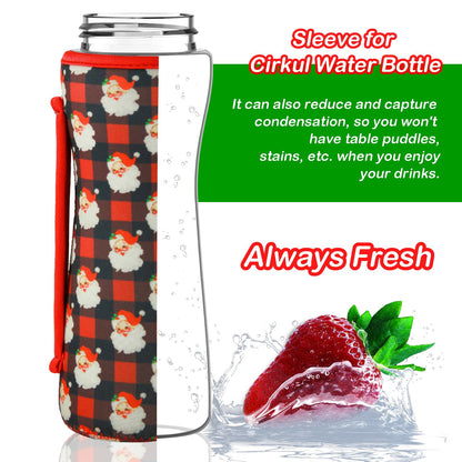 SLEILIN 22oz Christmas Sleeve Compatible With Cirkul Water Bottle for Plastic And Stainless Steel Bottles 22oz Neoprene Sweat-Wicking Material Insulated Cover Designed With Handles (Santa Claus)