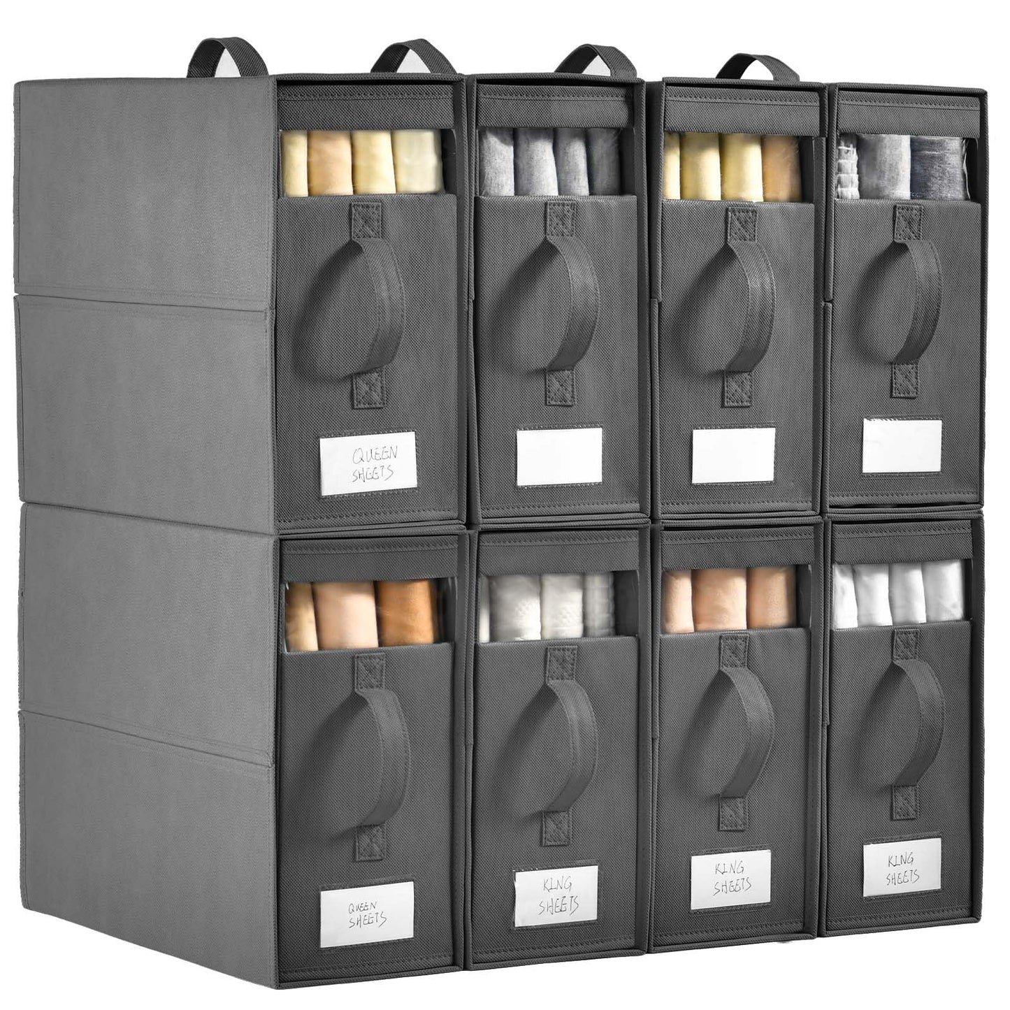 Large Bed Sheet Organizers and Storage,8 Pack Linen Closet Organizers and Storage, Foldable Bedding Storage for Bedsheets