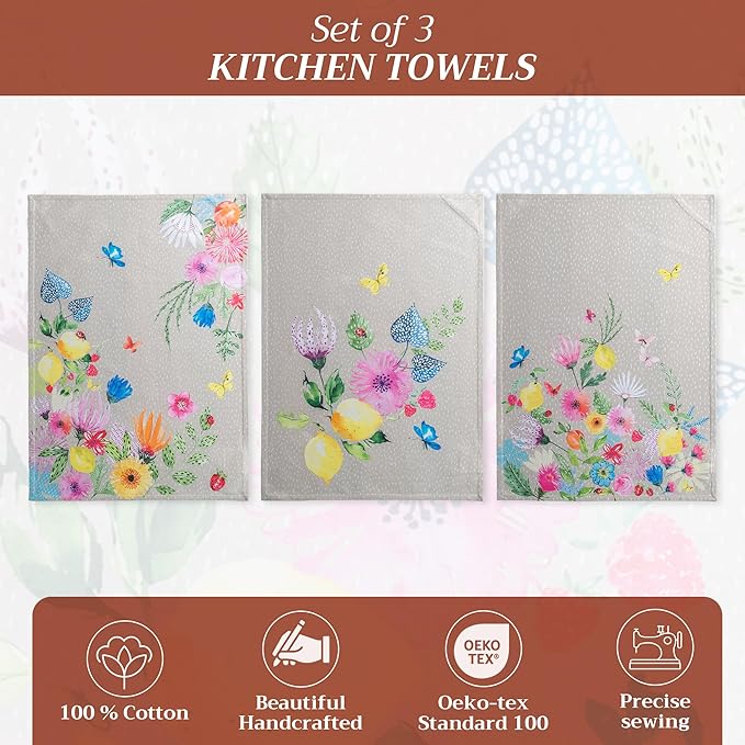 Maison d' Hermine Kitchen Towels Set of 3 100% Cotton 27.50" x 20" Reusable