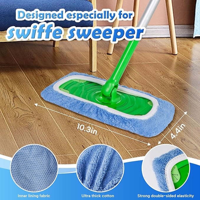 8 Pack Reusable Microfiber Mop Pads Compatible