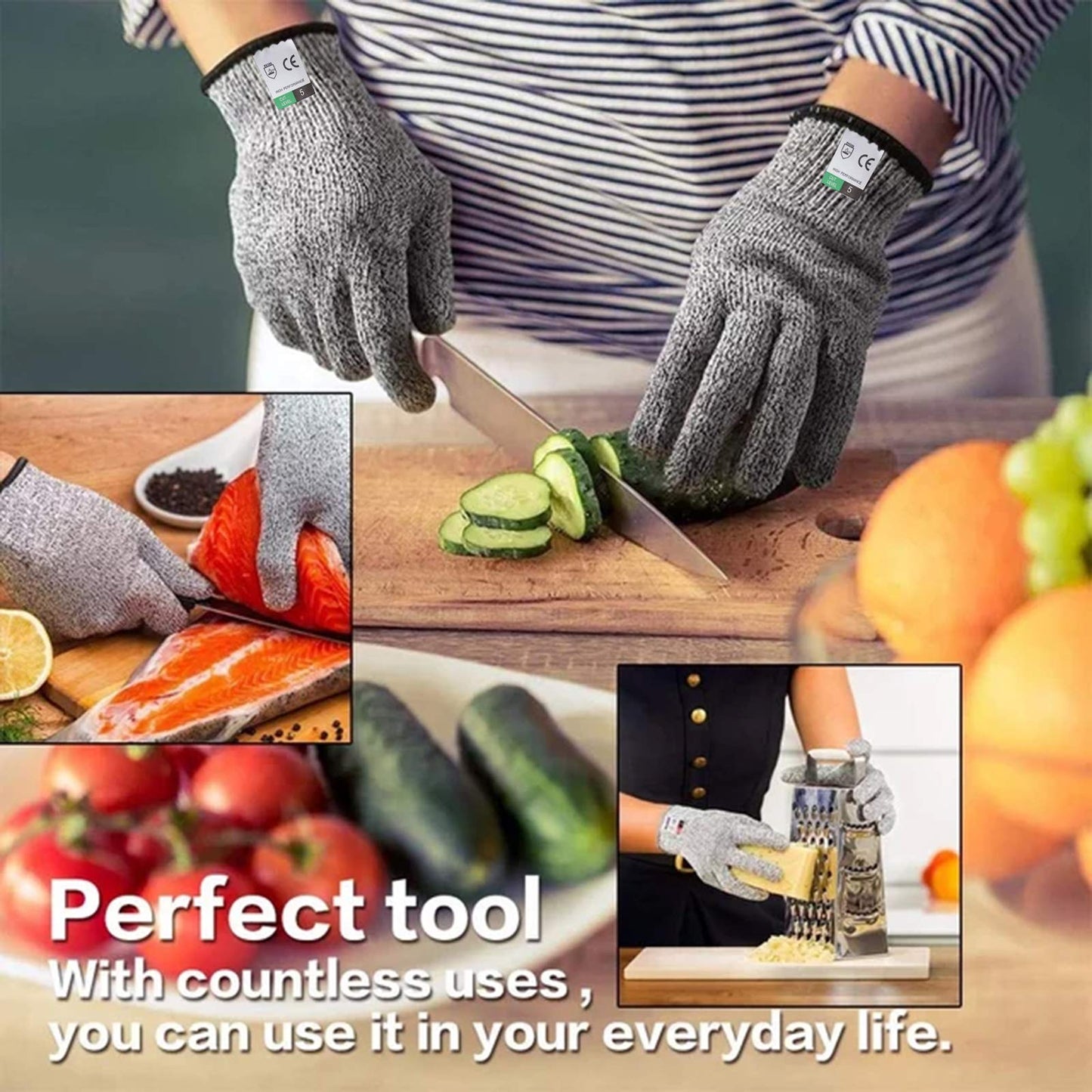 Guyarns Cut Resistant Gloves and Sleeves Set, EN388 Certified and Rated Level 5 (Highest) Cut Resistance, Protective Gloves and Sleeves (M)