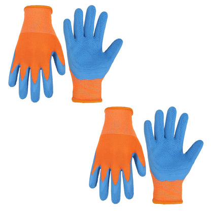 HANDLANDY 2 Pairs Kids Gardening Gloves for Age 2-13, Foam Rubber Coated Childrens Garden Yard Work Outdoor Playing Gloves for Little Girls Boys (Size 3, Age 4-5)