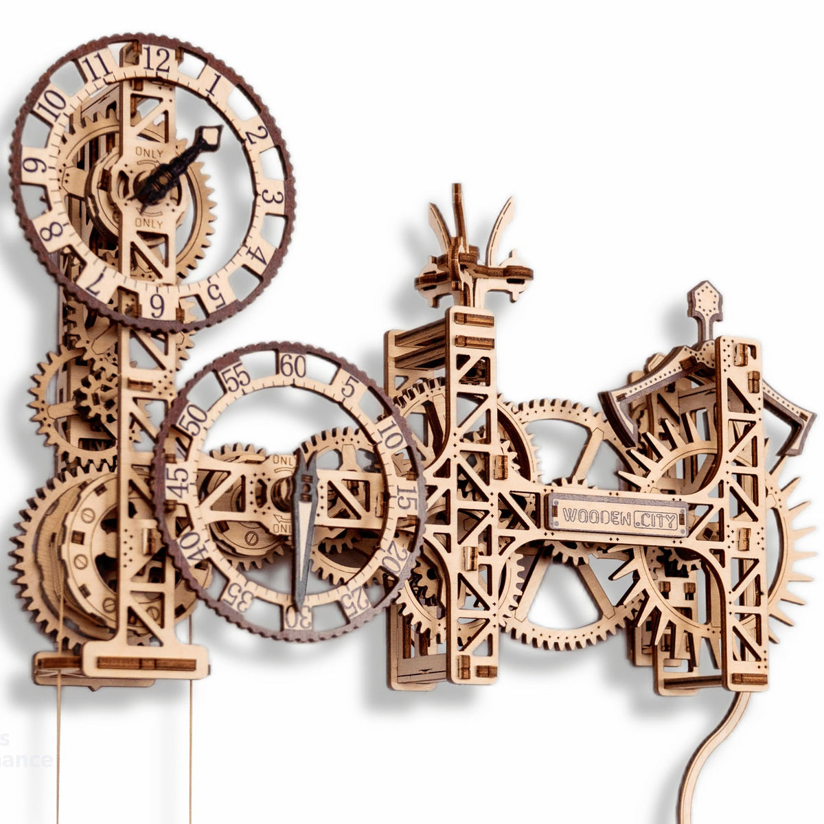 WOODEN.CITY Steampunk Wall Clock – 3D Wooden Clock Puzzle for Adults & Teens, Mechanical Pendulum Clock Building Kit with 257 Pieces