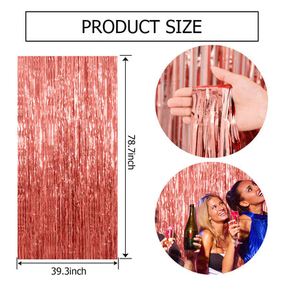 2 Pack Pink Backdrop Party Decorations Tinsel Curtain Party Backdrop Foil Fringe Birthday Decorations Photo Booth Streamer Backdrop Pink Theme Bachelorette Graduation Decor