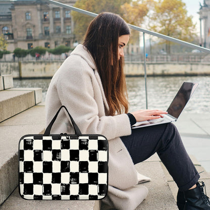 Laptop Sleeve Case Bag 13 inch, Black and White Checkered Slim Carrying Case Durable Handbag Travel Laptop Bag for 13 inch MacBook Air M3/M2/Pro M2/ 13" iPad Pro/Air M4/M2 2024