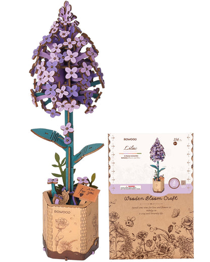 ROWOOD 3D Puzzle DIY Wooden Flower, Artificial Flowers Model Kits to be Assembled, Craft Set for Adults, Best Home Décor and Valentine Toy Gift Kit