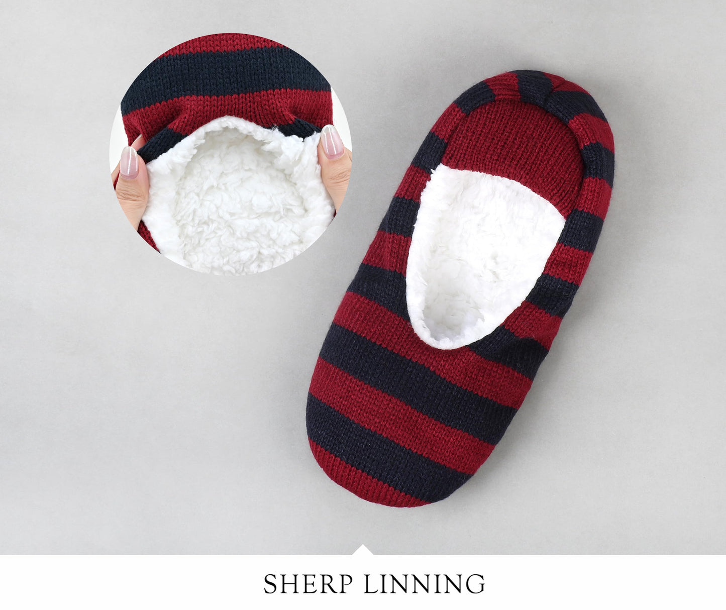 VAGUKU Mens Cozy Soft Sole Slipper Socks With Non Skid Bottoms, Warm Slipper Socks With Grippers For Men, Fuzzy House Slippers(Red Lattice01,10-13)