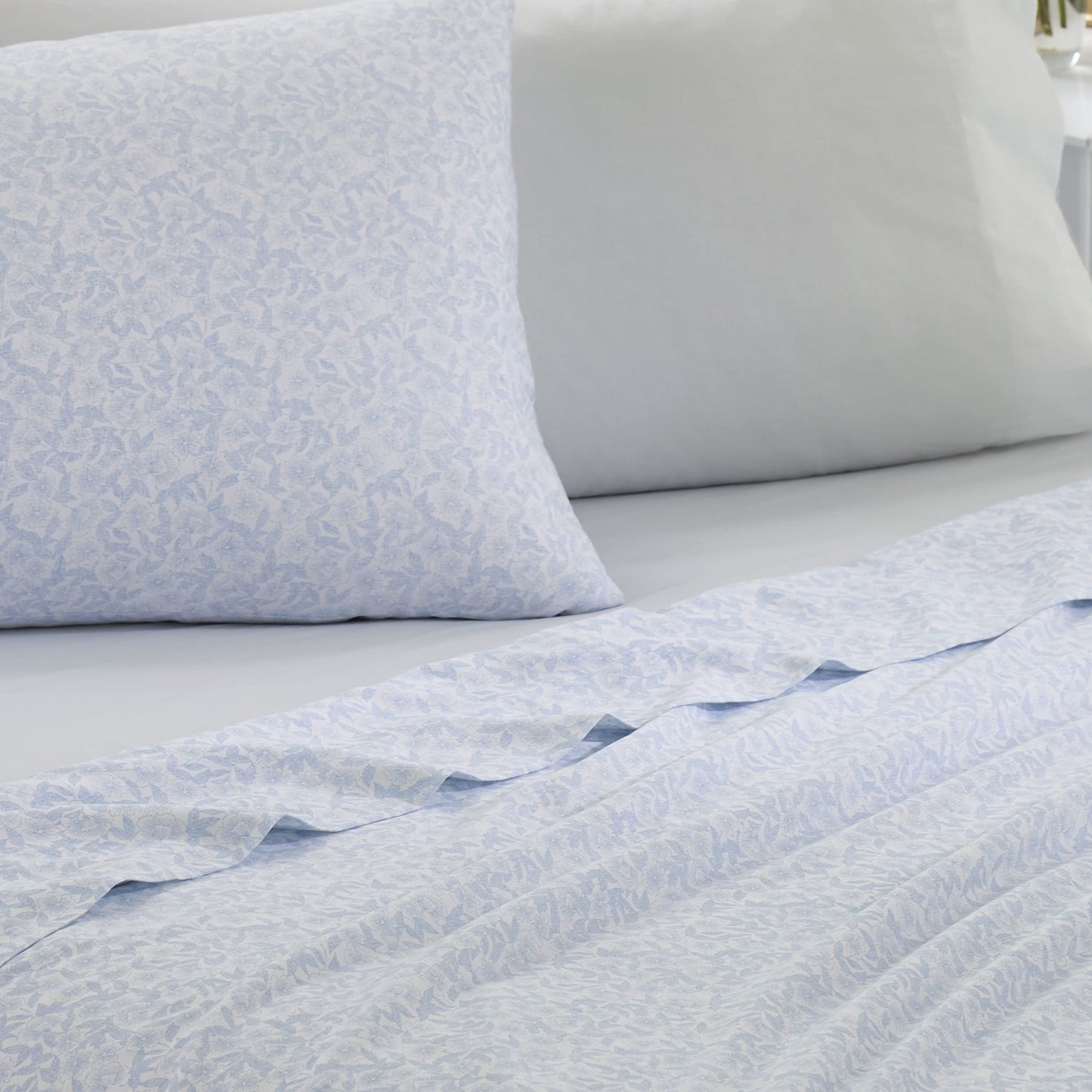 Laura Ashley - King Sheets, Cotton Percale 6-Piece Bedding Set, Crisp & Cool Home Decor (Belle Blue Cashmere, King)