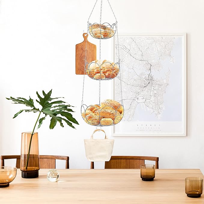 Simple Houseware Modern 3-Tier Hanging Fruit Basket