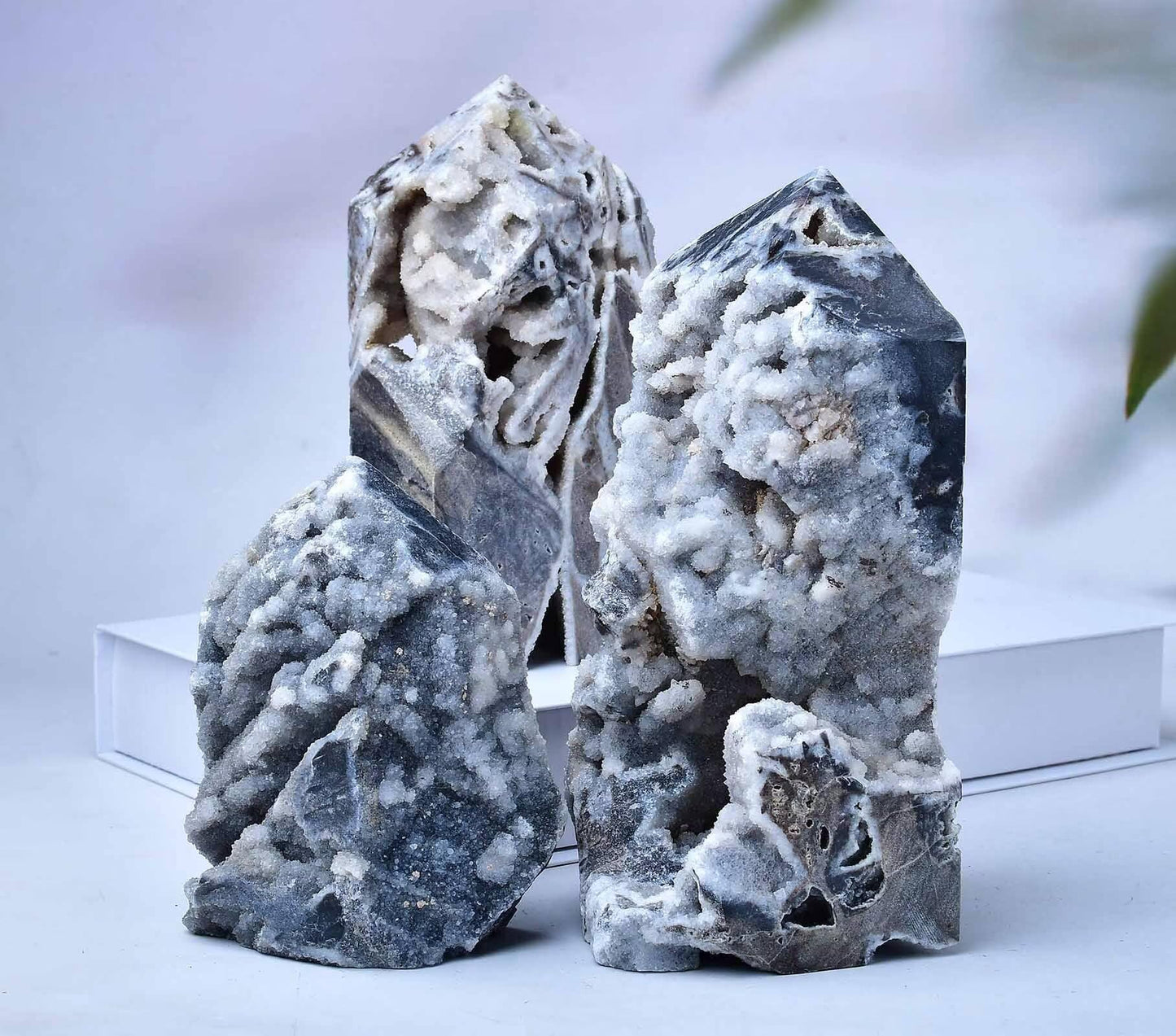 FZBHRO Large Sphalerite Geode Towers Crystal Point Obelisk Irregular Shape Healing Crystal Stone Wand Meditation Gift 1.7-2.2 Pound