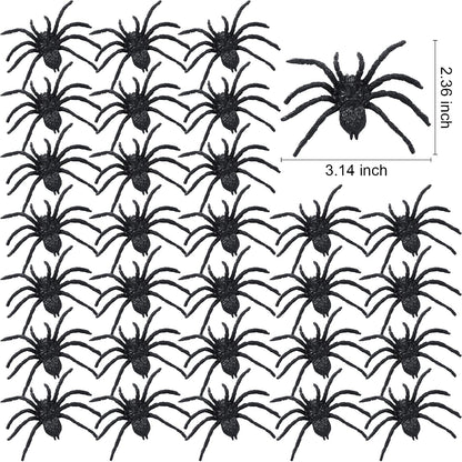 Skylety 30 Pieces Halloween Realistic Plastic Spider Toys Plastic Spider Black Scary Spiders Fake for Boys Teens Adults Halloween Prank Props(3.14 X 2.36 Inch)