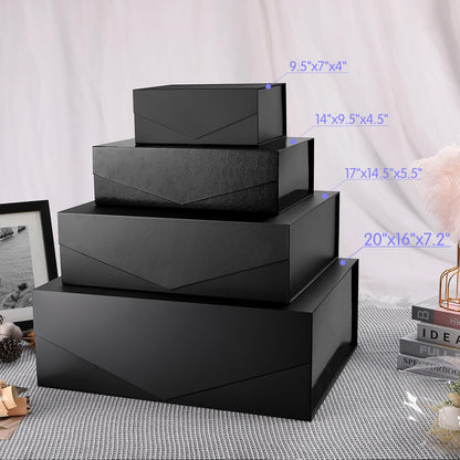 JINGUAN 19.2x15.8x7 Inches, Extra Large Gift Box with Lid, Groomsman Proposal Box with Magnetic Closure, Giant Gift Box for Clothes and Large Gifts (Glossy Black)