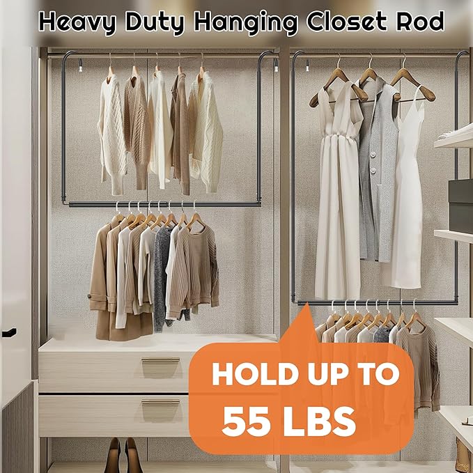 Hanging Closet Rod Adjustable Width Height Closet Rods
